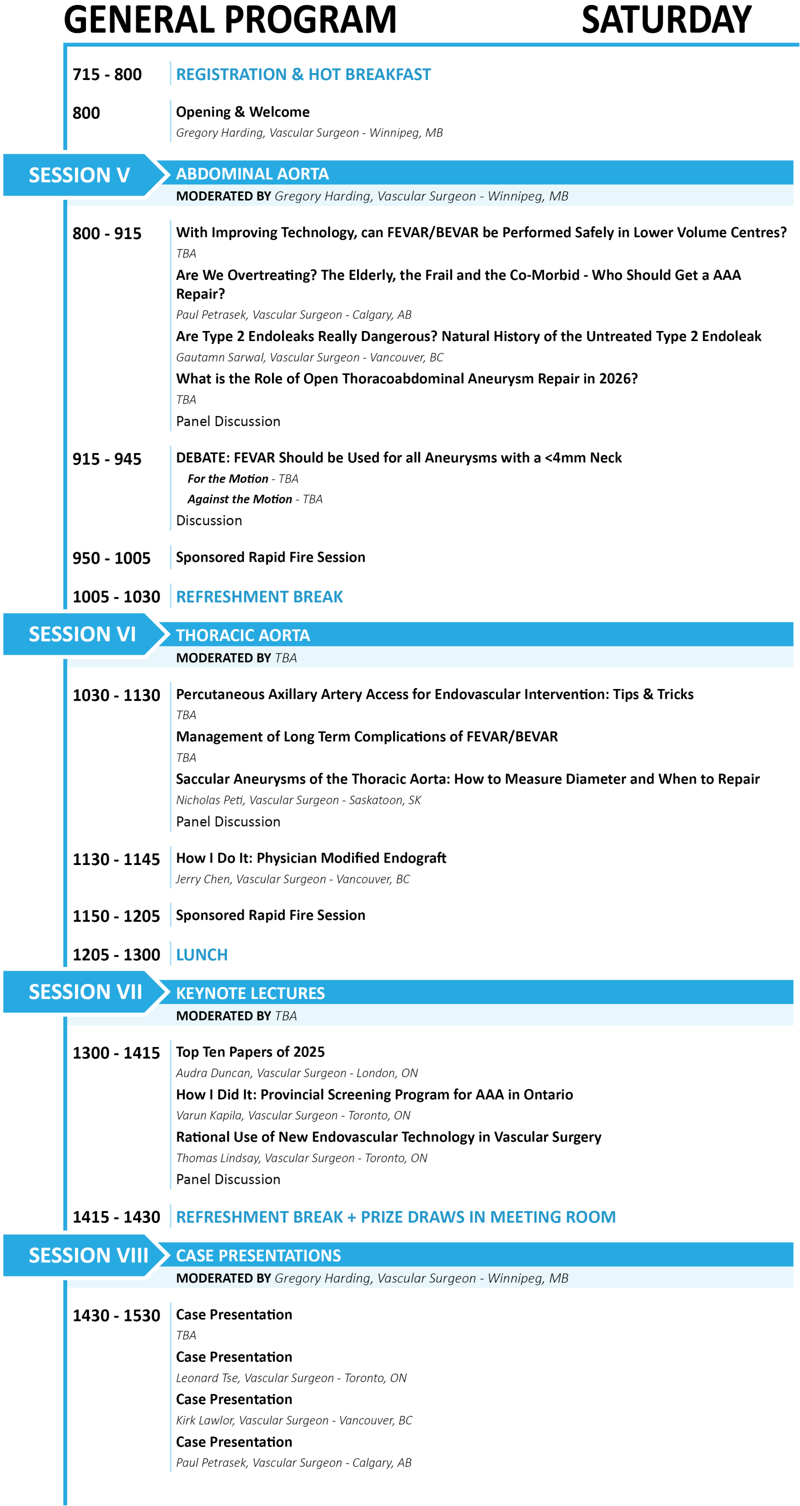 Saturday Program Details