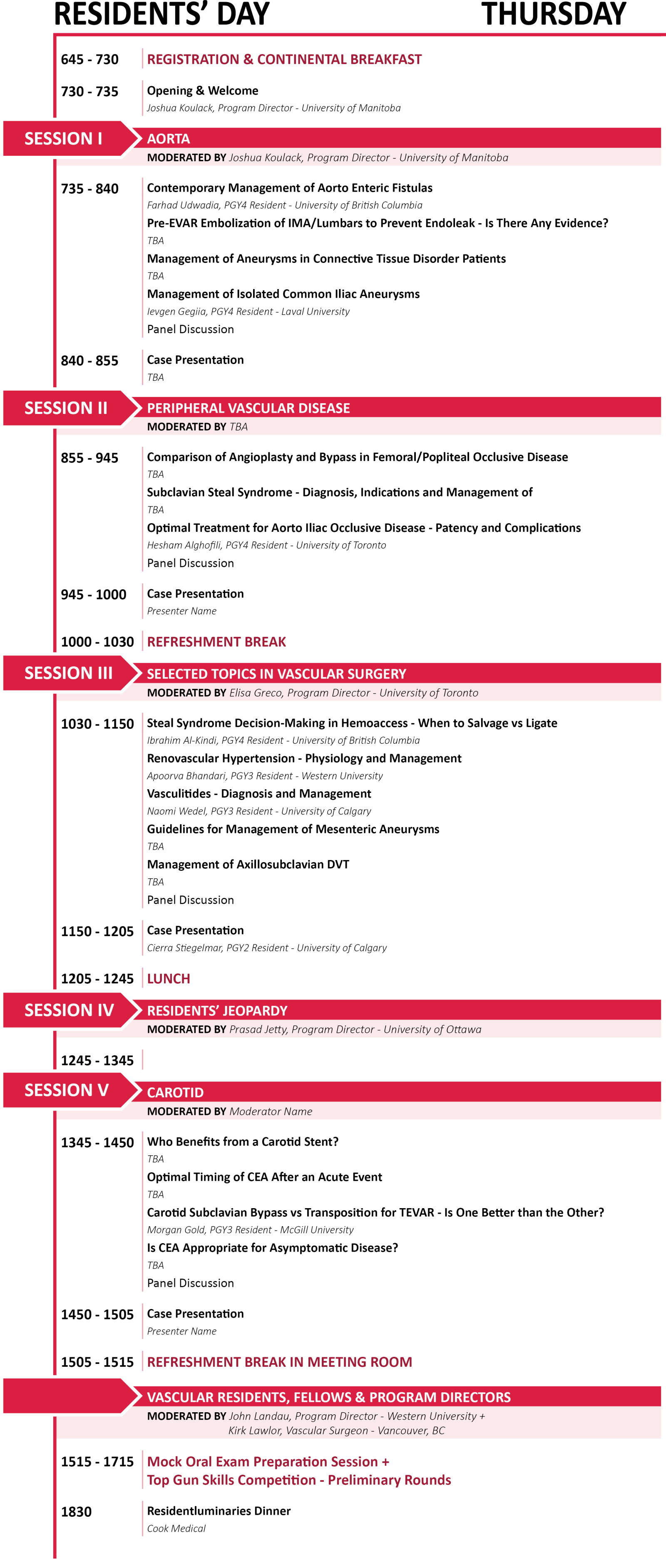 Thursday Program Details