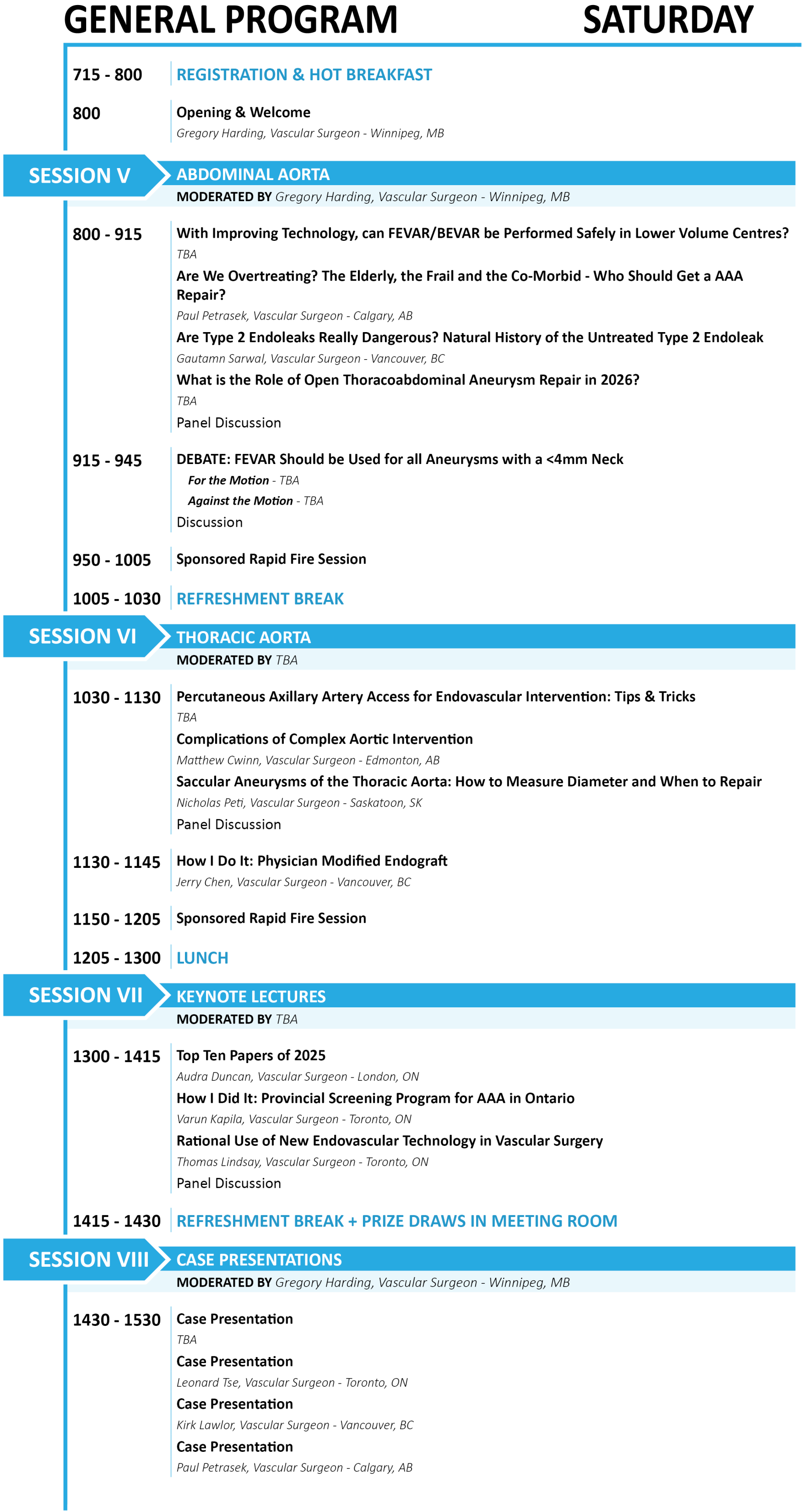 Saturday Program Details