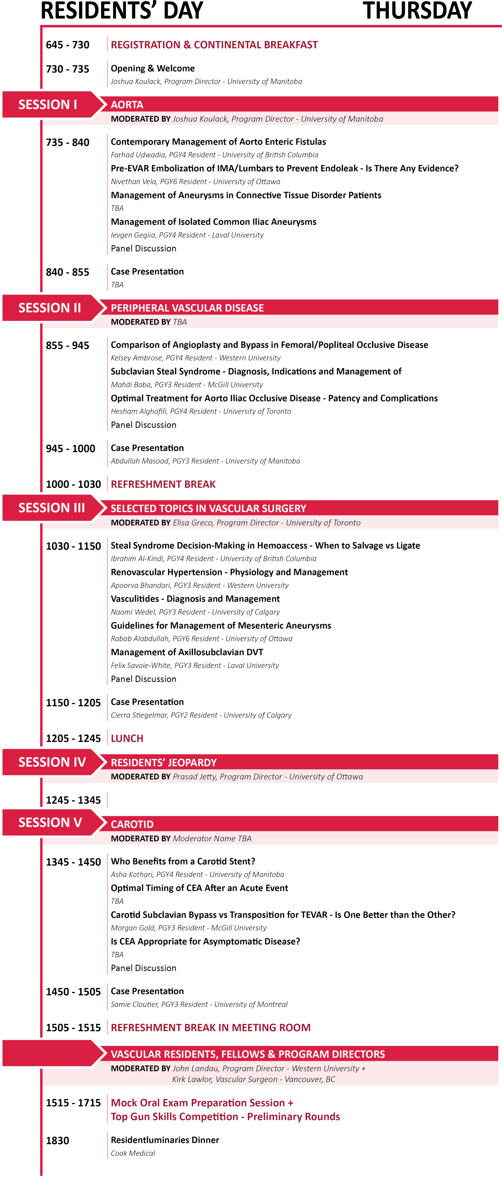 Thursday Program Details