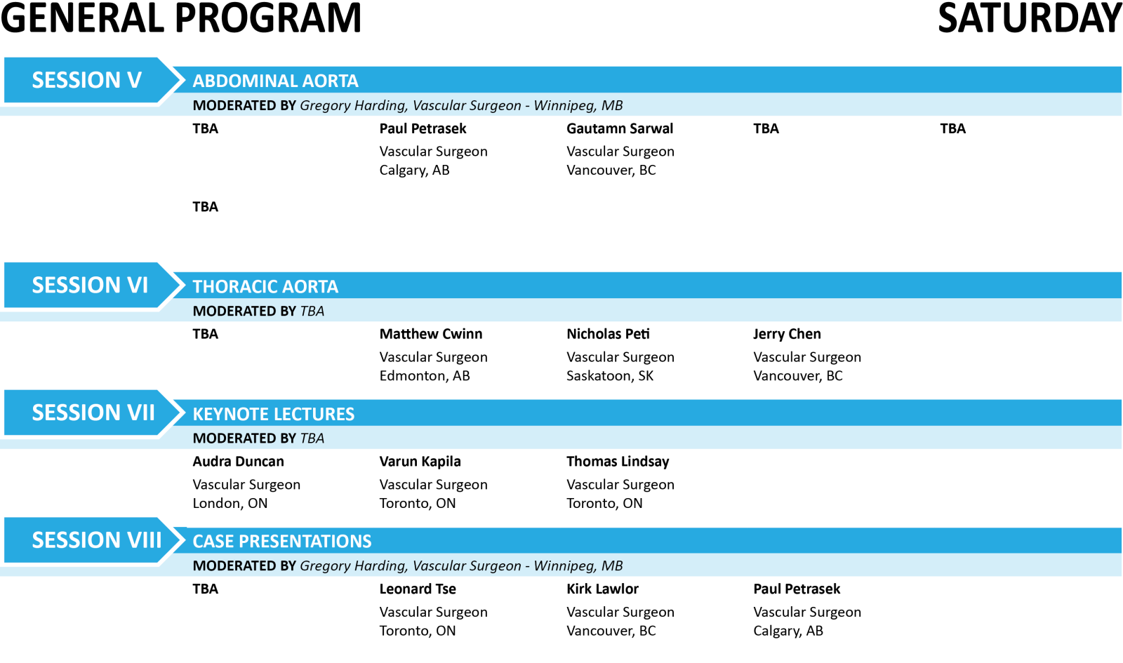 Saturday Speaker List
