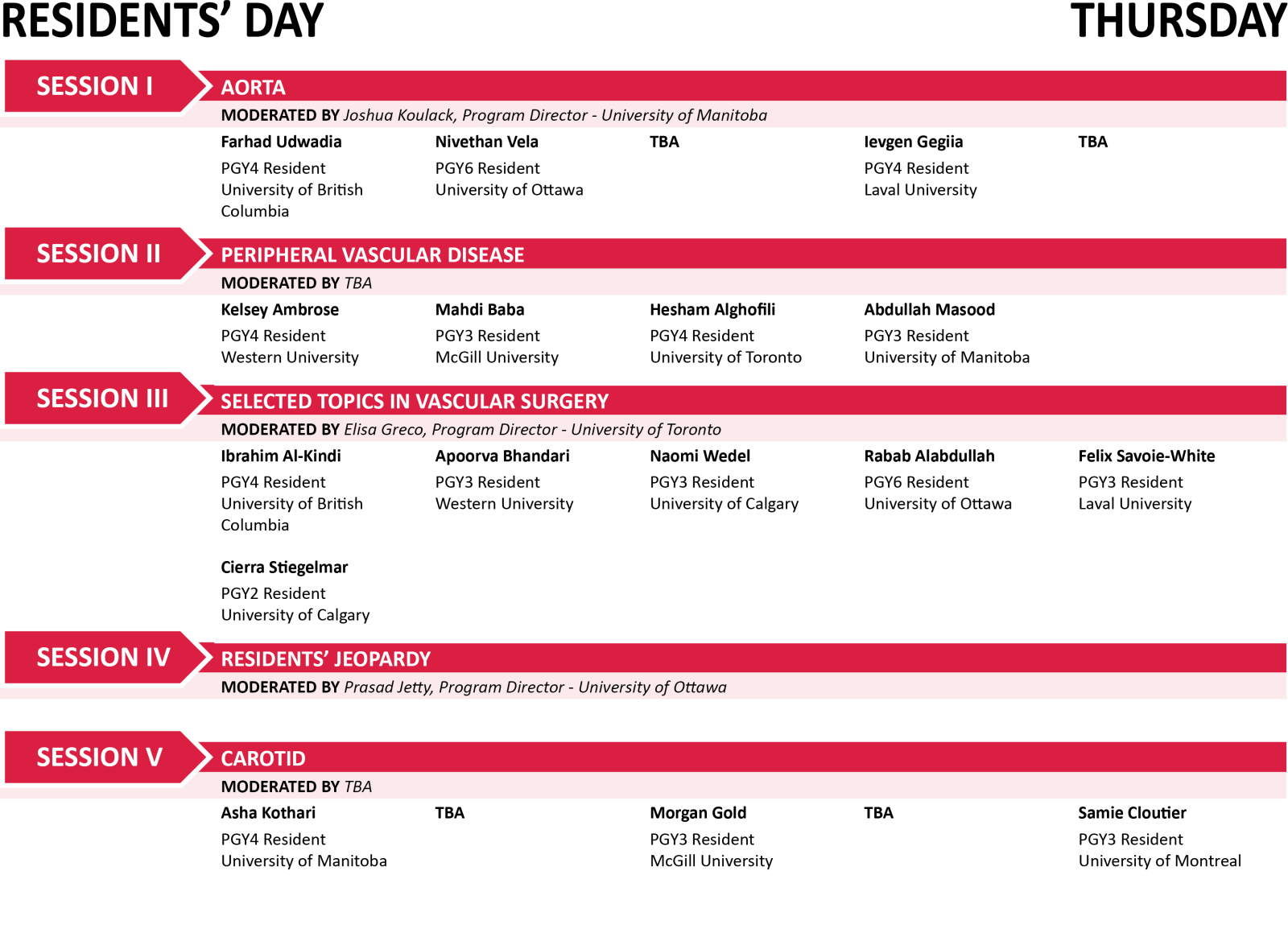 Thursday Speaker List