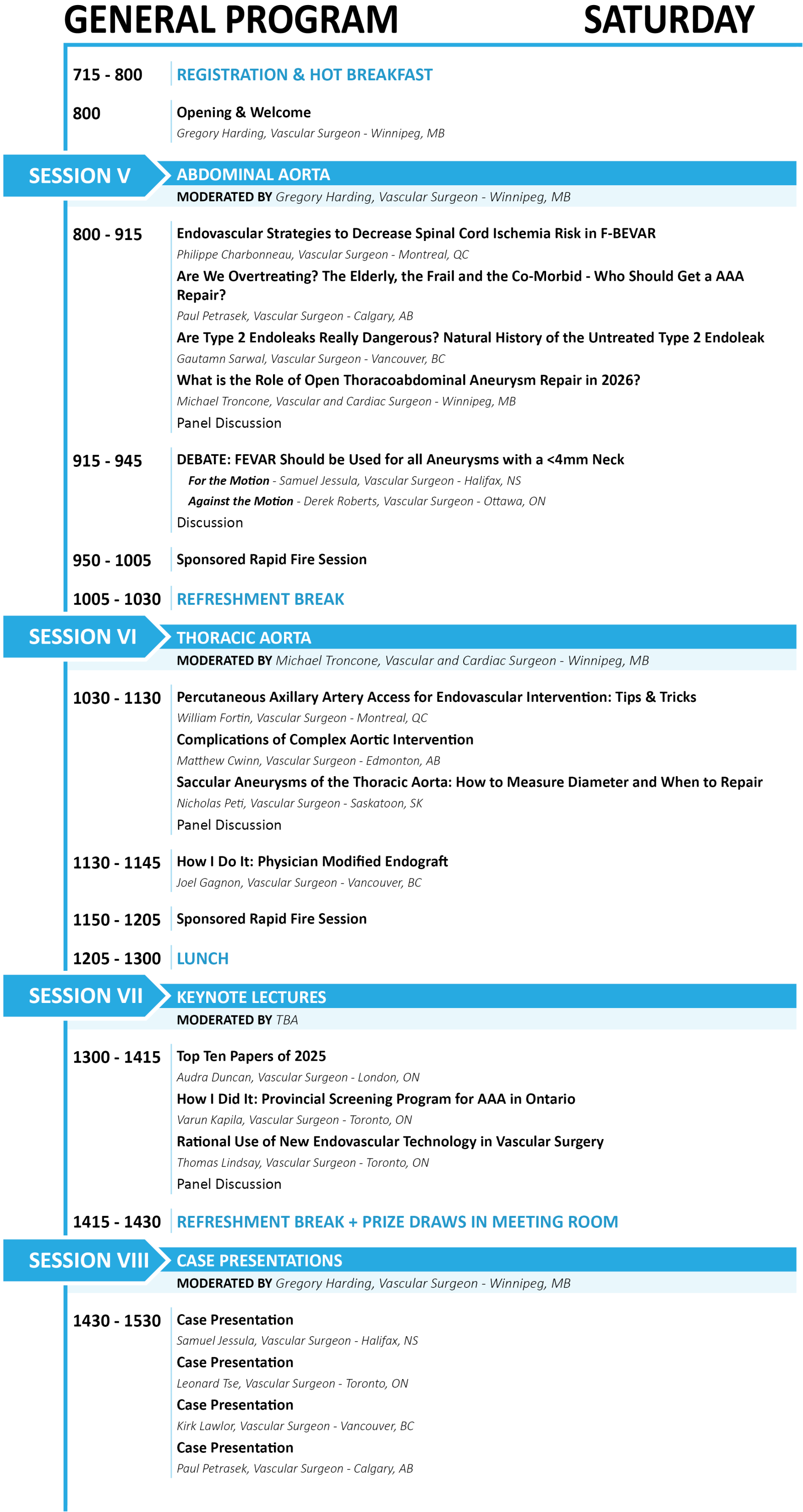 Saturday Program Details