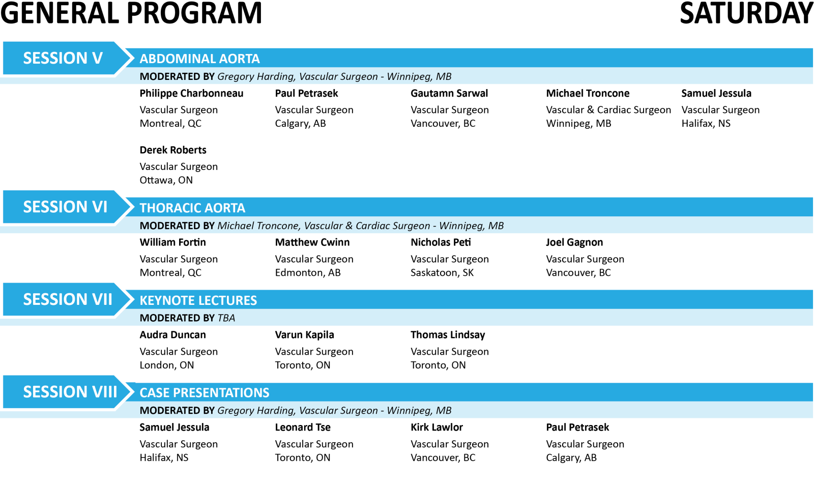 Saturday Speaker List