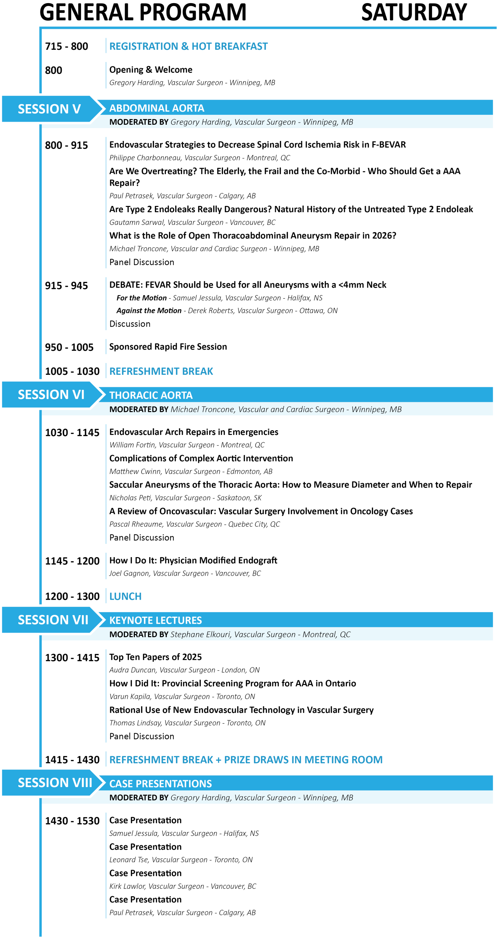 Saturday Program Details