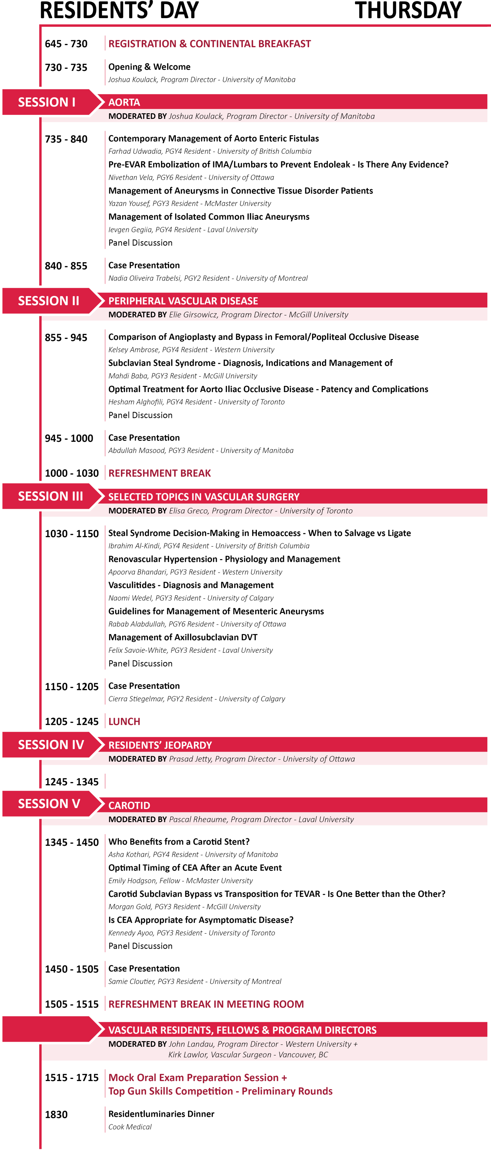 Thursday Program Details