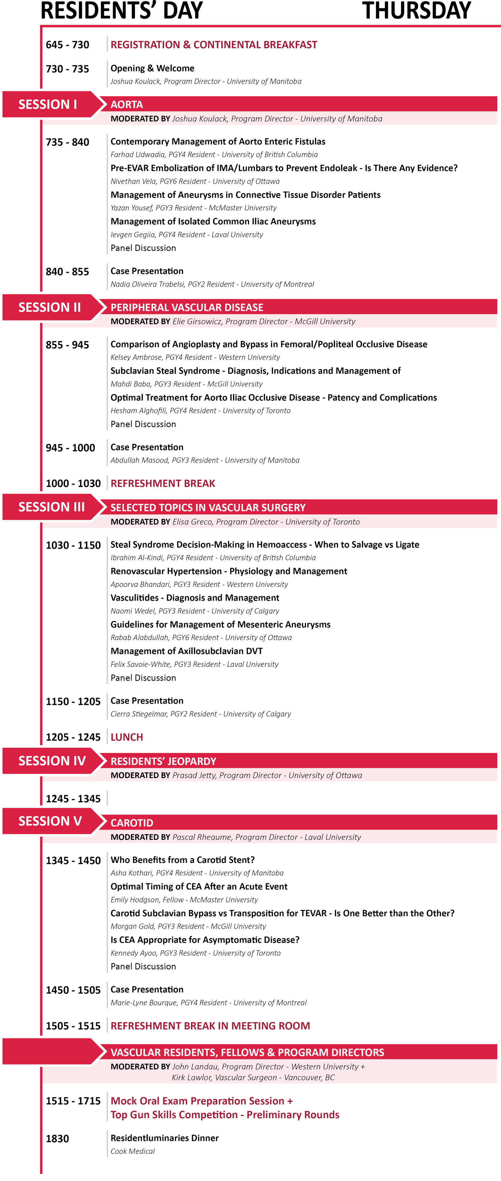 Thursday Program Details