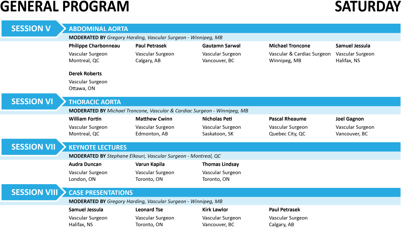 Saturday Speaker List