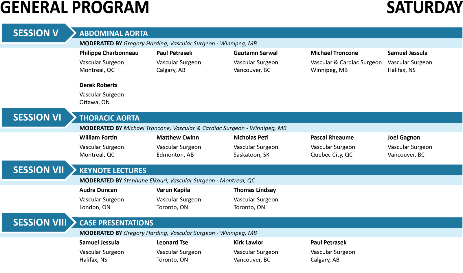 Saturday Speaker List