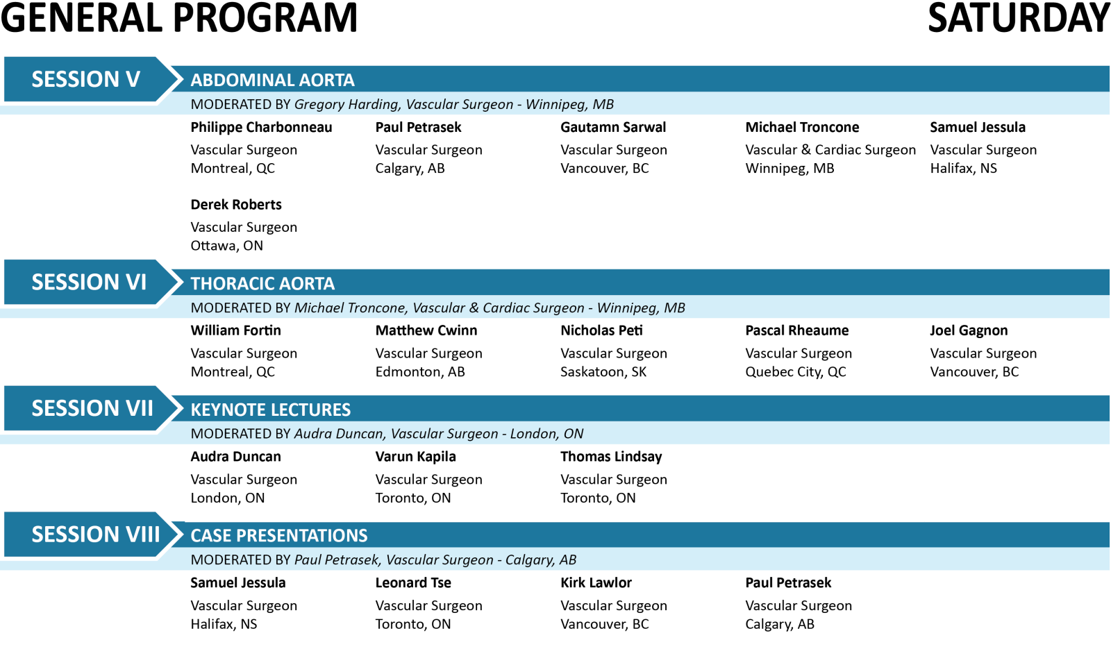 Saturday Speaker List