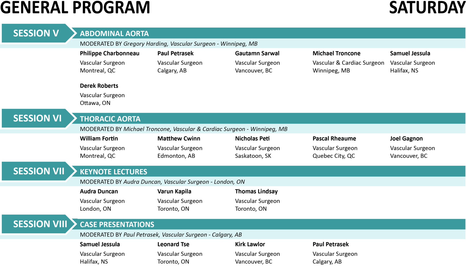 Saturday Speaker List
