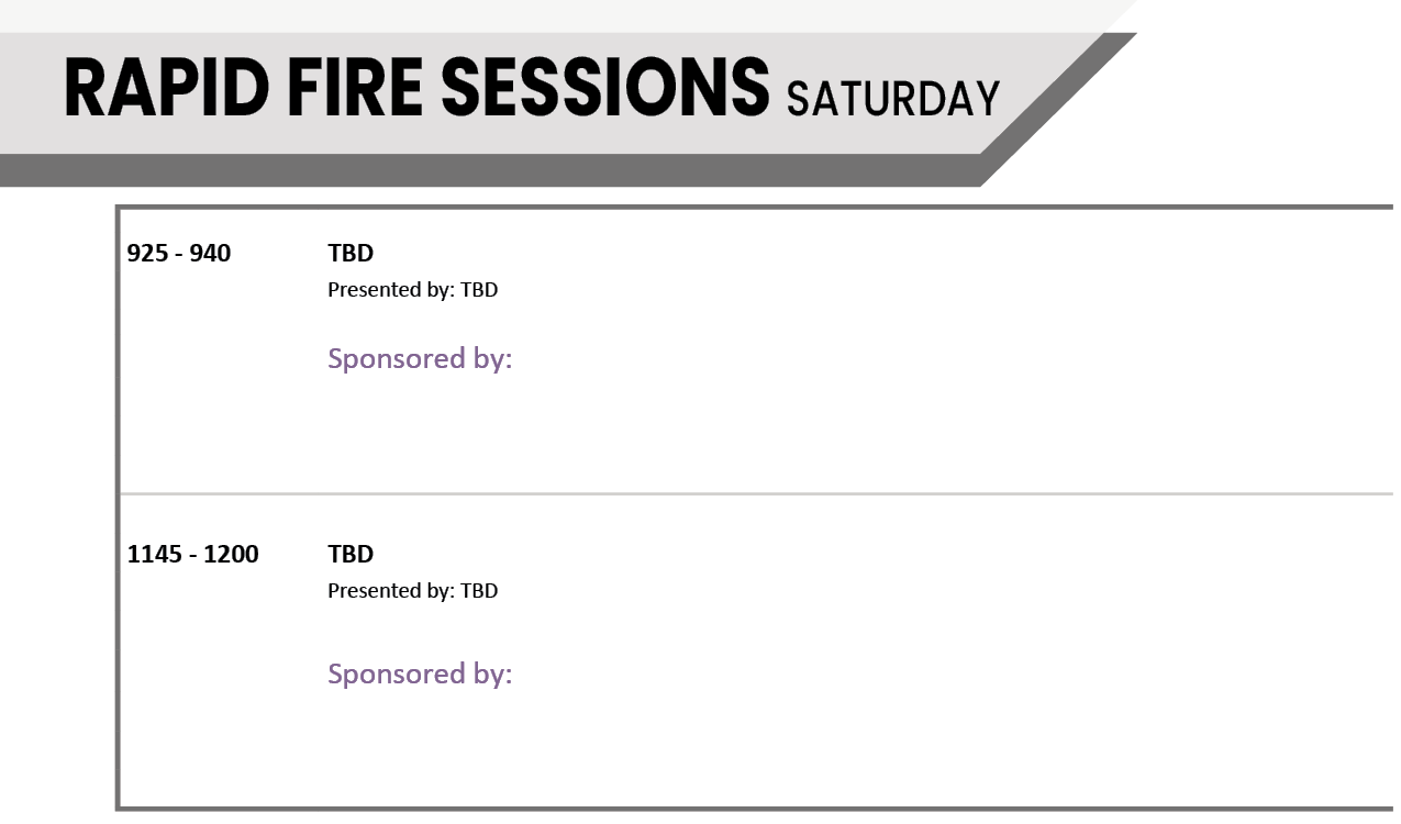 Saturday Rapid Fire Sessions