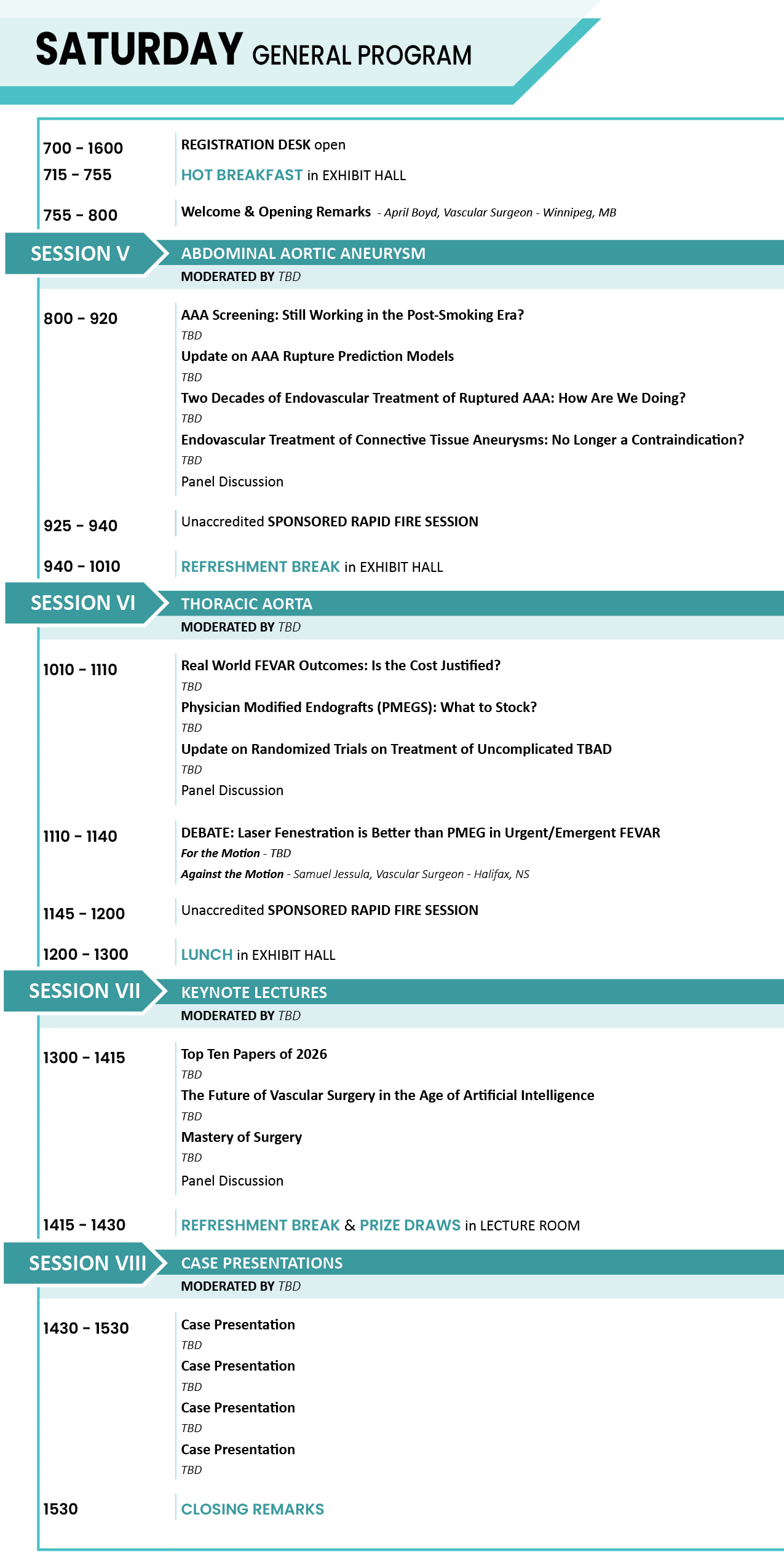 Saturday Schedule